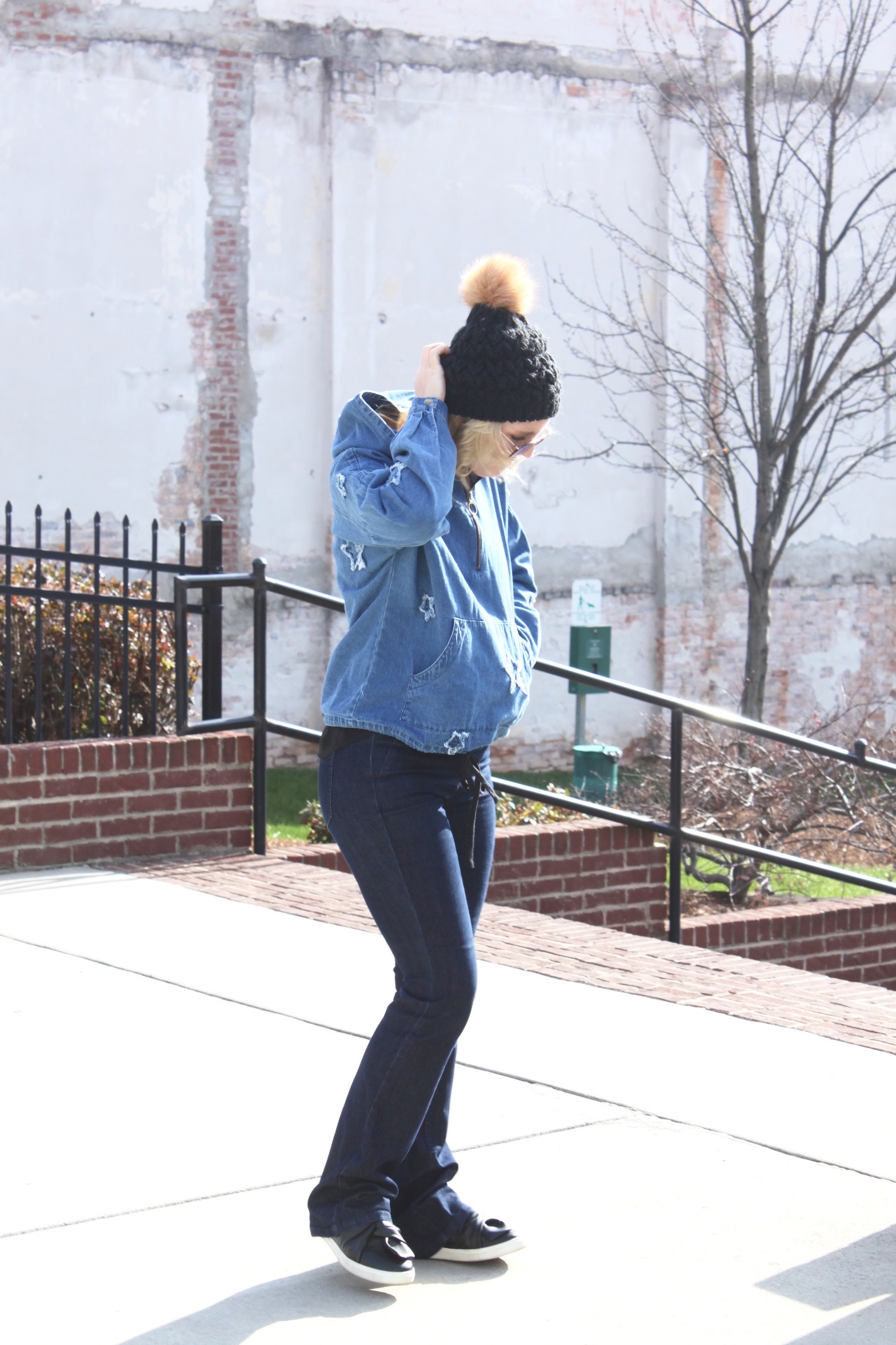 Denim and beanie casual look every day style