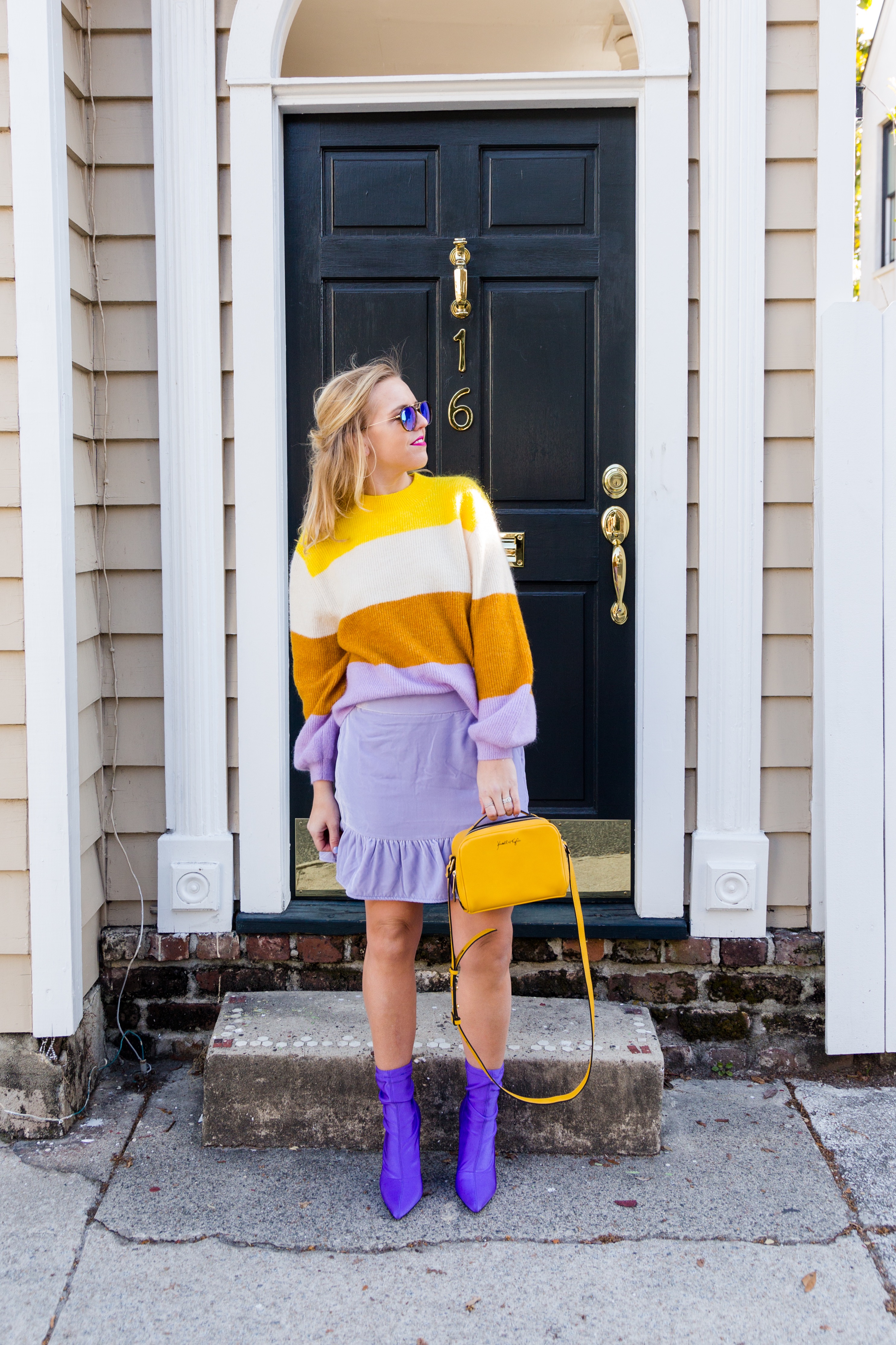 Ultraviolet sweater and skirt