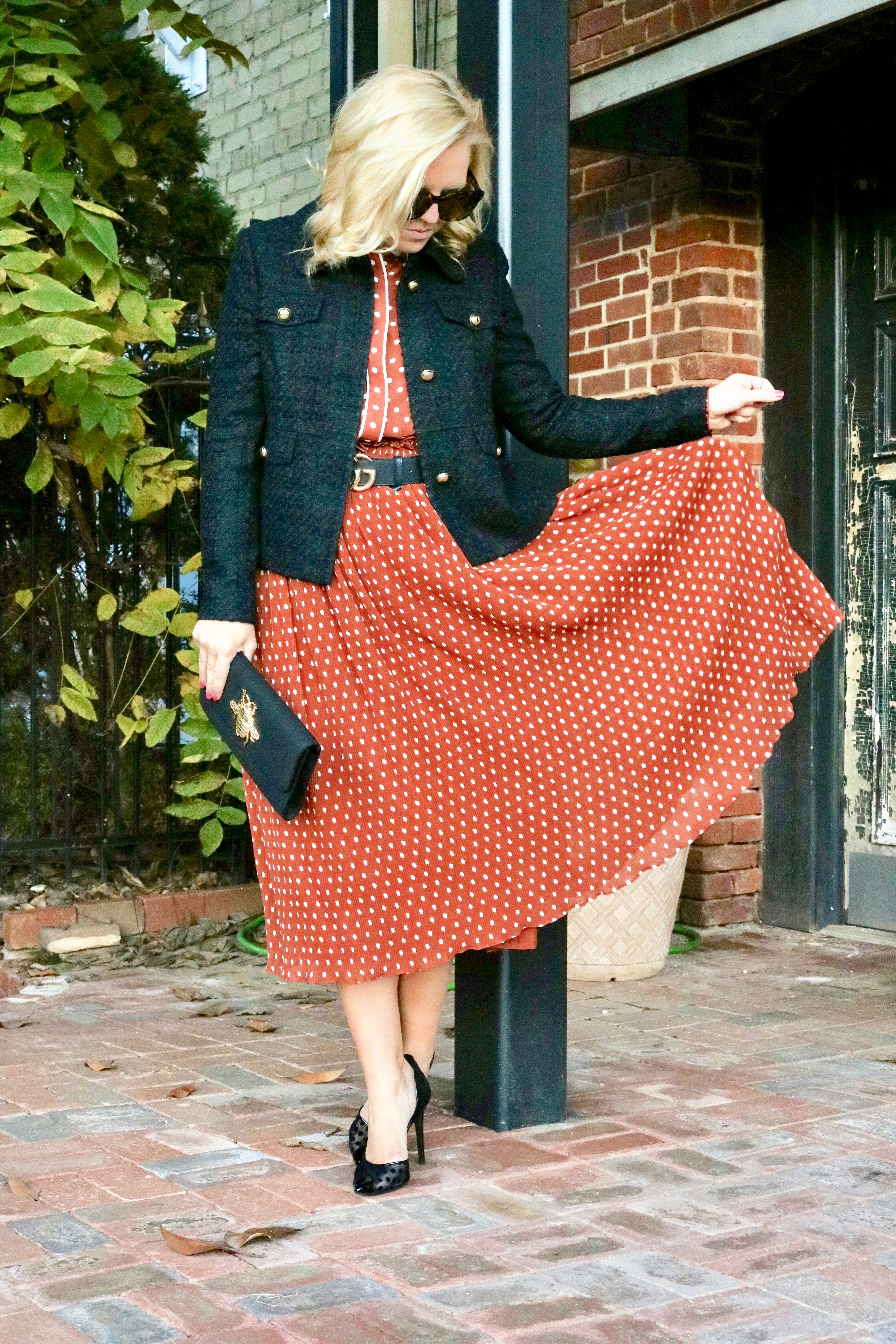 Rust and Black Polka Dot Look - Reese's Hardwear