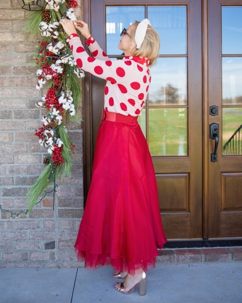 Christmas polka dot sweater and tulle skirt